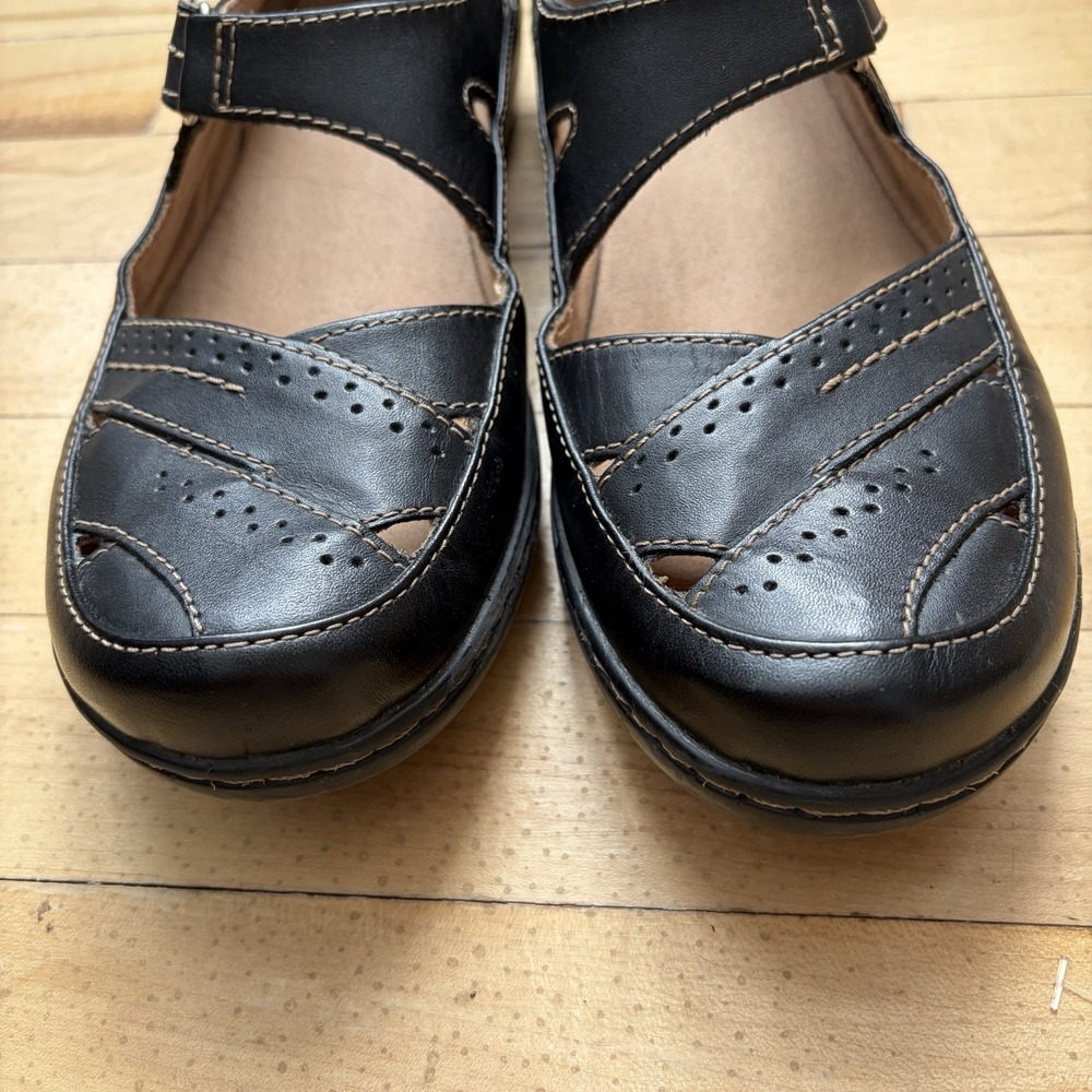 Clarks‎ Shoes Size 10 M Evianna Doyle T-Strap Mary Janes Black Leather Comfort - Picture 2 of 8